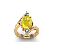 Anillo chapado en oro de 6,25 ratti de 5,75 quilates sin calefacción, sin tratar, calidad A+, zafiro amarillo natural, chapado en oro, para mujeres y hombres (certificado de laboratorio
