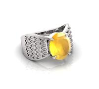 Anillo chapado en plata con zafiro amarillo natural de calidad A+ 5.25 Ratti sin calefacción sin tratamiento A+ para mujeres y hombres (certificado de laboratorio) -B0CV1TY2MRNAMZ