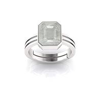 Anillo chapado en plata de 5,00 ratti / 4,55 quilates, piedra de zafiro blanco natural, certificado Safed Pukhraj Panchdhatu, anillo chapado en plata, piedra natal preciosa suelta Aaa++, calidad para