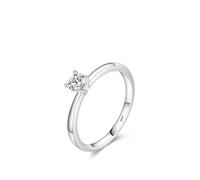 Anillo clásico de plata de ley 925 con cuatro garras, pequeño y exquisito diamante único, elegante personalidad, versátil para mujer, 7, Metal, Zirconia cúbica
