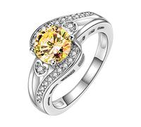 Anillo completo de circonita para mujer, para propuesta de cumpleaños, para novia, compromiso, 10, Metal, Sin piedras preciosas
