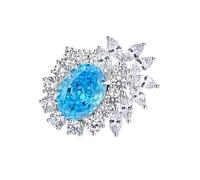 Anillo Compromiso - Anillo de compromiso para mujer, diseño ovalado, regalo único para amigas y mujeres, O 1/2, Oro blanco de 9 quilates, Topacio