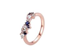 Anillo Compromiso Oro 18K, Anillos Compromiso Mujer Blanco Moissanita Clásico Oro Rosa 750 Talla 15