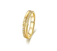 Anillo Compromiso Oro 18K, Anillos Moissanita Corbata de Moño Oro Amarillo 750 Talla 11