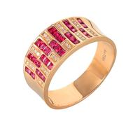 Anillo Compromiso Oro Amarillo, Anillo de Boda Mujer Rojo 0.86 Kilates Ruby Creado En Laboratorio Remo de Ejercicios Oro Amarillo de 18 Quilates con Moissanita Talla 11