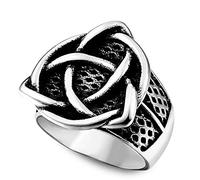 Anillo con adorno, anillo de la trinidad con nudo celta irlandés nórdico para hombre, anillo de compromiso de acero de titanio Triquetra, anillo de sello de promesa, amuleto vikingo para mujer, jo