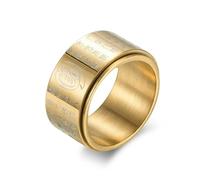 Anillo con adorno, anillo giratorio de acero inoxidable vintage para hombre, joyería religiosa taoísta china, regalo