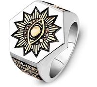 Anillo con adorno, anillo masónico Illuminati de acero de titanio para hombre, Ojo que todo lo ve, masón, pasado maestro, masón, oro, motociclista, punk, gótico, joyería con encanto para niños