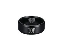 Anillo con adorno, anillo periférico de anime para hombres y mujeres, anillo LOL de acero inoxidable negro, anillo de equipo, soporte medio de ADC de la jungla superior grabado