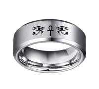 Anillo con adorno de cruz egipcia con el ojo de Horus, anillo de acero inoxidable, amuleto, faraón egipcio, rey, joyería vintage, regalo para hombres y mujeres
