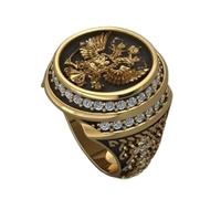 Anillo con adornos, anillo para hombre, espíritu del imperio, legión romana oriental, águila bicéfala, signo de la Santa Cruz, águila vikinga, anillos, joyería de hip hop