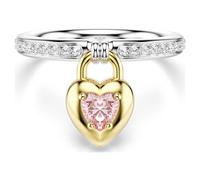 Anillo con motivo Idyllia, Tallas mixtas, Corazón, Rosa, Combinación de acabados metálicos 52