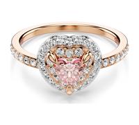 Anillo con motivo One, Talla de corazón, Pavé, Corazón, Rosa, Acabado en oro rosa de 18 quilates 58
