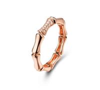 Anillo con Piedra Moissanita, Anillo Compromiso Mujer Junta de Bambú Oro Rosa 9 Quilates Talla 16