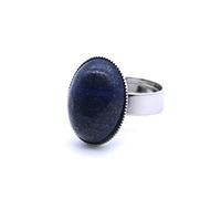 Anillo Con Piedra Preciosa, Anillo Grande Simple Ajustable Piedra De Arena Azul Ovalada Anillo De Cristal Abierto Ajustable Anillo De Eternidad Elegante Energía 7 Chakras Propuesta Anillo Encanto J