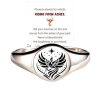 Anillo con sello de fénix para mujer, anillo de incentivo de fénix sirve como un recordatorio constante para superar los desafíos, anillo inspirador de pájaro fénix, regalo de joyería para hermanas de
