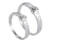 Anillo con un anillo de plata de ley 925 para mujer, plata de ley con nudo de corazón ajustable, popular para pareja, unisex, hermana, cumpleaños, joyas, Réglable, Plata de ley S925, Sin piedras