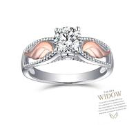 Anillo conmemorativo de alas circulares con texto en inglés "I'm a Wife to a Husband", anillo conmemorativo de alas de ángel para mujeres y niñas, regalo inspirador, 8, Metal, Zirconia cúbica