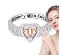 Anillo conmemorativo para los pies del bebé - Joyas con ala de ángel con huella de corazón, elegante recuerdo ajustable | regalo de simpatía reflexivo para las madres, recuerdo de la pérdida de