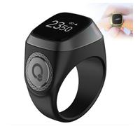 Anillo contador inteligente para dedos, mini reloj contador digital Bluetooth de 22 mm con alarma, color gris, para seguimiento de oraciones