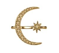 Anillo creativo de estrella para mujer, diseño de estrella y luna, se refiere a regalos de joyería para niñas, talla única