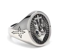 Anillo cristiano vintage de acero inoxidable con forma de corazón para hombre, estilo punk, hip hop, único, cristiano, Jesús, regalo, 12, Acero inoxidable