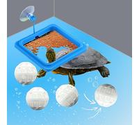 Anillo cuadrado de alimentación de tortugas con ventosa y 4 bolas nitrificantes, soporte para alimentos para peces y juguetes acuáticos para tortugas, tortugas, peces dorados, peces de colores