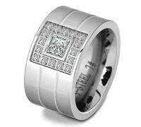 Anillo de 12 mm de ancho Joyería Color Plata Acero Inoxidable Piedra Blanca Anillos Diamantes de Imitación Anillos De Fiesta De Mujer