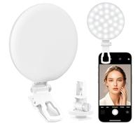 Anillo de 60 Luces LED, luz Recargable para Selfie con Clip Frontal y Trasero, luz de teléfono portátil de 2500-6500 K, 3 Modos de luz Ajustables para iPhone, iPad, Tableta, portátil, CRI97+, 90