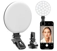Anillo de 60 Luces LED, luz Recargable para Selfie con Clip Frontal y Trasero, luz de teléfono portátil de 2500-6500 K, 3 Modos de luz Ajustables para iPhone, iPad, Tableta, portátil, CRI97+, 90