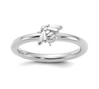 Anillo de abeja apilable de plata de ley 925 de 2,5 mm, chapado en rodio, regalo de joyería para mamá, US 5 | EU 49.75 | DE 15.75 | JP 9 | UK J 1/2, Metal Plata metal Rodio Plata, Sin piedras