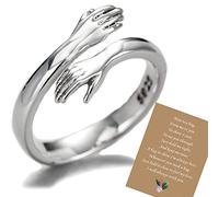 Anillo de Abrazo de Plata de Ley 925 para Mujeres y Niñas - Anillo Abierto 'Ven a Mi Brazo' - 925 cm
