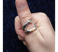 Anillo de abrazo dorado y plateado para mujeres y hombres, anillo abierto para abrazar, anillos de pulgar para mujer, anillo abierto ajustable para abrazar, anillo de pareja para aniversario, día de