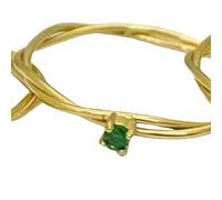 Anillo de acero de titanio chapado en oro, abstracto, asimétrico, diseño de doble línea, minimalista, joyería moderna para mujer, 7, Chapado en oro de 18 quilates