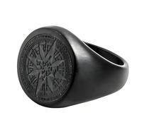 Anillo de acero de titanio con brújula vintage para hombre, estilo punk, gótico, joyería náutica, regalo de aventura al aire libre, 8, acero de titanio
