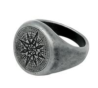 Anillo de acero de titanio con brújula vintage para hombre, estilo punk, gótico, joyería náutica, regalo de aventura al aire libre, 10, acero de titanio