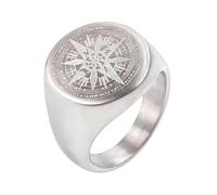 Anillo de acero de titanio con brújula vintage para hombre, estilo punk, gótico, joyería náutica, regalo de aventura al aire libre, 12, acero de titanio