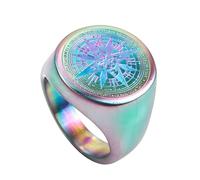 Anillo de acero de titanio con brújula vintage para hombre, estilo punk, gótico, joyería náutica, regalo de aventura al aire libre, 6, acero de titanio