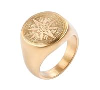 Anillo de acero de titanio con brújula vintage para hombre, estilo punk, gótico, joyería náutica, regalo de aventura al aire libre, 13, acero de titanio