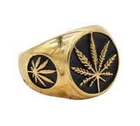 Anillo de acero de titanio con diseño de hoja de arce estilo hip hop para hombre, joyería de moda con personalidad hip hop.