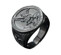 Anillo de acero de titanio con diseño de mitología griega para hombre, accesorios de acero inoxidable, estilo gótico moderno, 12