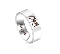 Anillo de acero de titanio de 6 mm, con texto "I Love You Promise Forever", regalo romántico de San Valentín para parejas, novios y novios plateado