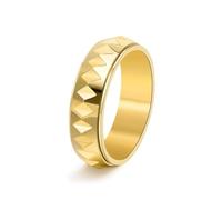 Anillo de acero de titanio para hombre con diseño de triángulo geométrico facetado giratorio