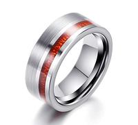 Anillo de acero de tungsteno con incrustaciones de madera para hombre, sencillo y único, de 8 mm