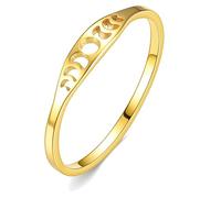 Anillo de acero inoxidable 304 chapado en oro con diseño de ciclo lunar