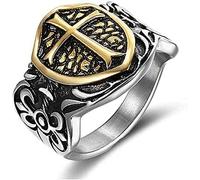 Anillo de acero inoxidable con cruz de caballero templario cruzado, estilo moderno para hombre