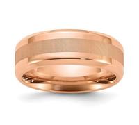 Anillo de acero inoxidable pulido chapado en rosa Ip con centro cepillado de 8 mm, regalo de joyería para mamá, US 9.5 | EU 61 | DE 19.5 | JP 19 | UK S 3/4, Metal Acero inoxidable, Sin piedras
