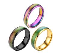 Anillo de acero inoxidable que cambia de color, anillo de corazón con relieve de temperatura, anillo de boda para mujeres y niñas, joyería de promesa de aniversario, one size, Zinc, No es una piedra