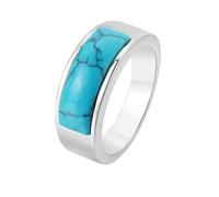 Anillo de acero y titanio con diseño único y minimalista de síntesis azul turquesa para hombre