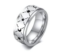 Anillo de adorno, anillo giratorio de acero inoxidable resistente a la corrosión con forma de sol y luna para hombre, anillo giratorio para el dedo índice, anillo antiansiedad